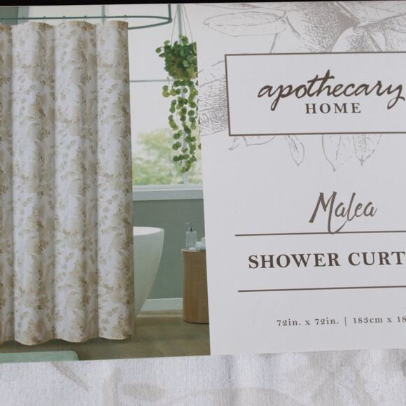 Apothecary Home Shower Curtain Cotton Blend Zen Floral Print 72" X 72" - Picture 9 of 15